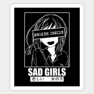 Sad Anime Girl Broken Inside Crying Emo Otaku Magnet